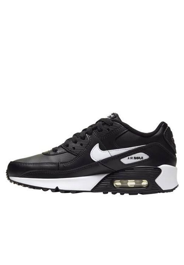 Buty do chodzenia dla dzieci Nike Air Max 90 Ltr GS. Zapięcie: sznurówki. Kolor: czarny. Materiał: syntetyk, tkanina, skóra, materiał. Szerokość cholewki: normalna. Model: Nike Air Max, Nike Air Max 90. Sport: turystyka piesza