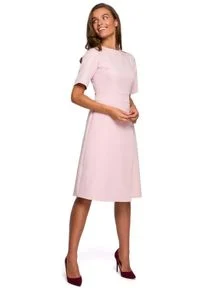 MOE - Sukienka z Kopertowym Dołem - Różowa. Kolor: różowy. Materiał: poliester, elastan. Typ sukienki: kopertowe