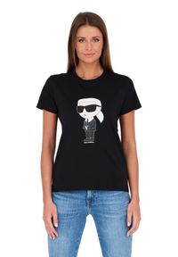 Karl Lagerfeld - KARL LAGERFELD Czarny damski t-shirt Karl, Rozmiar XS. Kolor: czarny #4