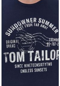 Tom Tailor - T-shirt. Okazja: na co dzień. Kolor: niebieski. Materiał: bawełna. Wzór: nadruk. Styl: casual #3