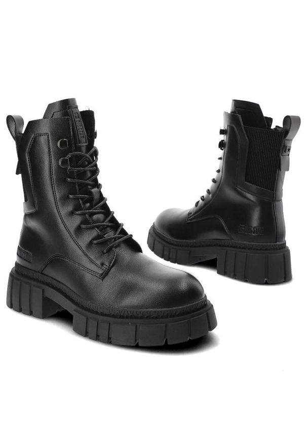 Big-Star - Czarne Botki Big Star Damskie Skórzane Ocieplane Obuwie. Kolor: czarny. Materiał: syntetyk, materiał, skóra ekologiczna, futro. Szerokość cholewki: normalna. Wzór: jednolity. Sezon: zima. Styl: klasyczny