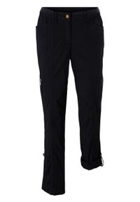 Spodnie bojówki z wywijanymi nogawkami bonprix czarny. Kolor: czarny #1