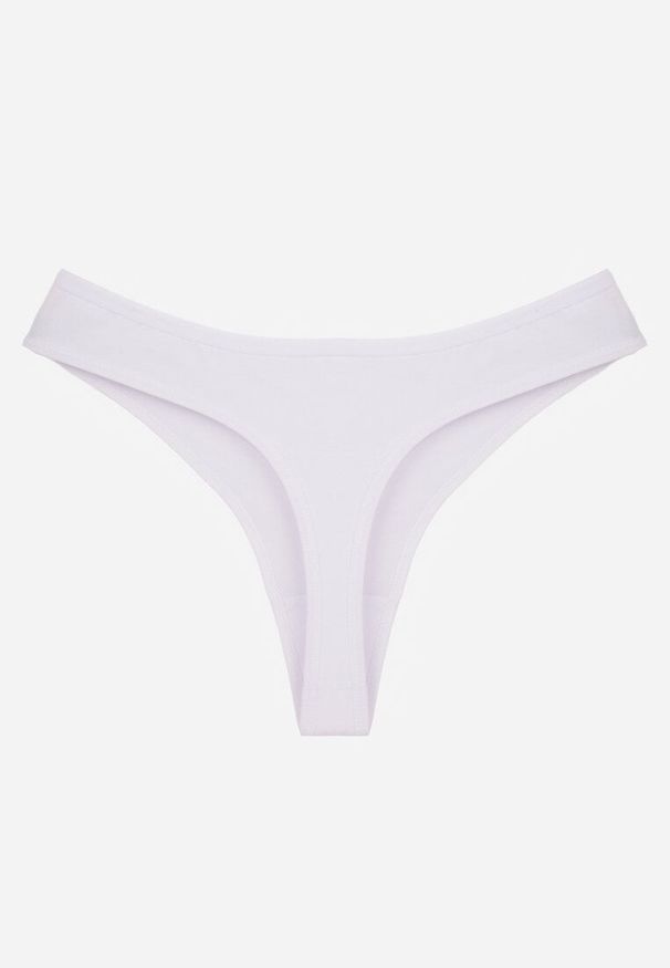 Renee - Białe Gładkie Majtki Stringi z Bawełną Chrysile. Kolor: biały. Materiał: bawełna. Wzór: gładki