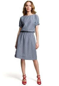 MOE - Swobodna sukienka w modną drobną kratkę. Materiał: guma, elastan, materiał, tkanina. Wzór: kratka #4