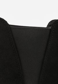 Born2be - Czarne Klasyczne Botki na Szpilce Ozdobione Gumką Allitta. Okazja: do pracy. Kolor: czarny. Materiał: wełna, satyna. Wzór: aplikacja. Obcas: na szpilce. Styl: klasyczny. Wysokość obcasa: średni #8