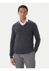TOMMY HILFIGER - Tommy Hilfiger Sweter Essential MW0MW14745 Szary Regular Fit. Kolor: szary. Materiał: bawełna #1