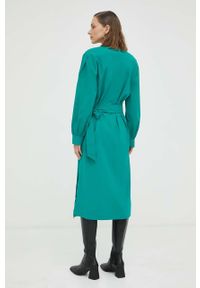 2NDDAY sukienka kolor zielony midi prosta. Okazja: na co dzień. Kolor: zielony. Materiał: tkanina. Typ sukienki: proste. Styl: casual. Długość: midi #5