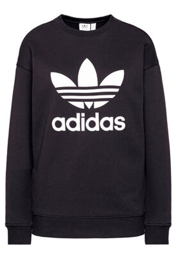 Adidas - adidas Bluza Trefoil Crew FM3272 Czarny Regular Fit. Kolor: czarny. Materiał: bawełna