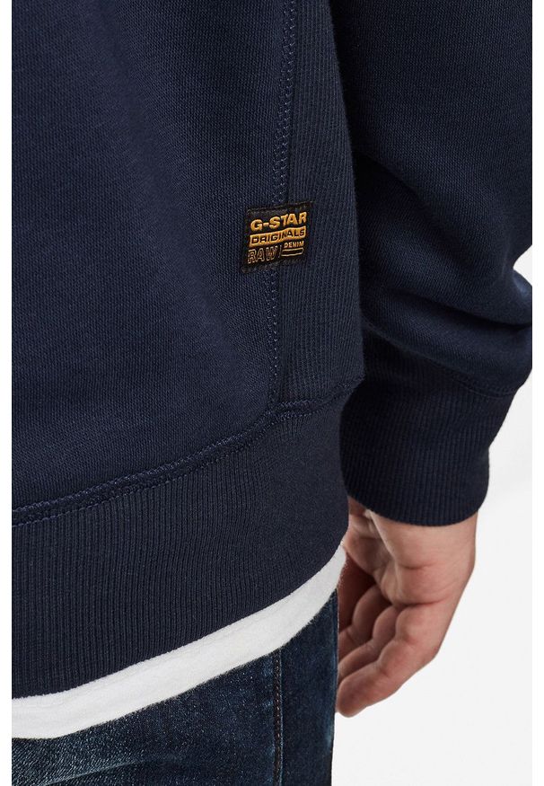 G-Star RAW - G-Star Raw Bluza męska kolor granatowy gładka. Kolor: niebieski. Materiał: materiał, dzianina. Wzór: gładki