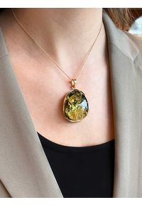 Brazi Druse Jewelry - Naszyjnik Bursztyn Zielony złocony. Materiał: pozłacane, złote, srebrne. Kolor: zielony. Kamień szlachetny: bursztyn #1