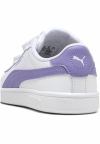 Puma - Dziecięce skórzane sneakersy Smash 3.0 V PUMA White Lavender Alert Purple. Kolor: biały, niebieski, fioletowy, wielokolorowy. Materiał: skóra