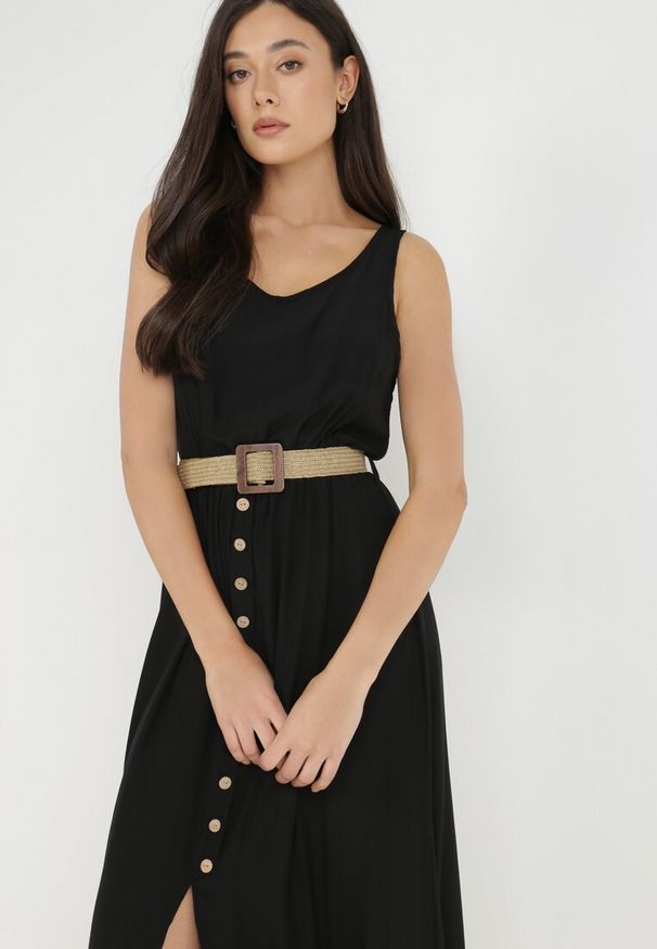 Born2be - Czarna Sukienka Cherinoe. Kolor: czarny. Długość rękawa: na ramiączkach. Długość: maxi