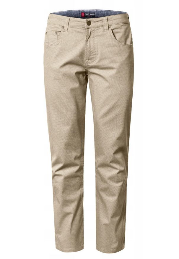 Lekkie, Bawełniane Spodnie - Wiosna, Lato - Pako Jeans - Beżowe. Kolor: brązowy, beżowy, wielokolorowy. Materiał: elastan, bawełna. Sezon: wiosna, lato