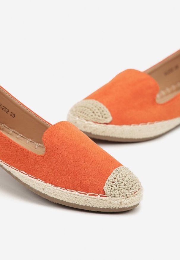 Renee - Pomarańczowe Espadryle z Motywem Plecionki Ralomea. Okazja: na co dzień, na imprezę. Kolor: pomarańczowy. Sezon: lato. Styl: elegancki, casual