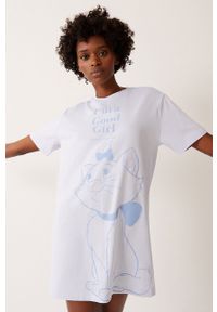 Undiz - Koszula nocna WHITEMARIZ. Kolor: biały. Materiał: bawełna, dzianina. Długość: krótkie. Wzór: nadruk #1