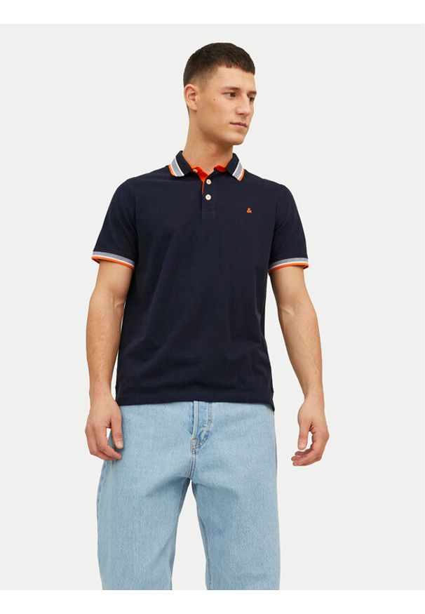 Jack & Jones - Jack&Jones Polo Paulos 12136668 Granatowy Slim Fit. Typ kołnierza: polo. Kolor: niebieski. Materiał: bawełna
