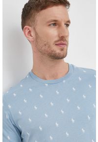 Polo Ralph Lauren t-shirt bawełniany wzorzysty. Typ kołnierza: polo. Kolor: niebieski. Materiał: bawełna