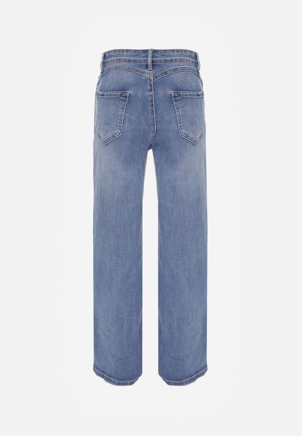 Renee - Niebieskie Jeansy High Waist Wide Leg z Bawełny Astethelia. Stan: podwyższony. Kolekcja: plus size. Kolor: niebieski