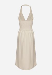 Born2be - Biała Sukienka na Szyję z Ozdobnymi Guzikami Folorea. Kolor: biały #2