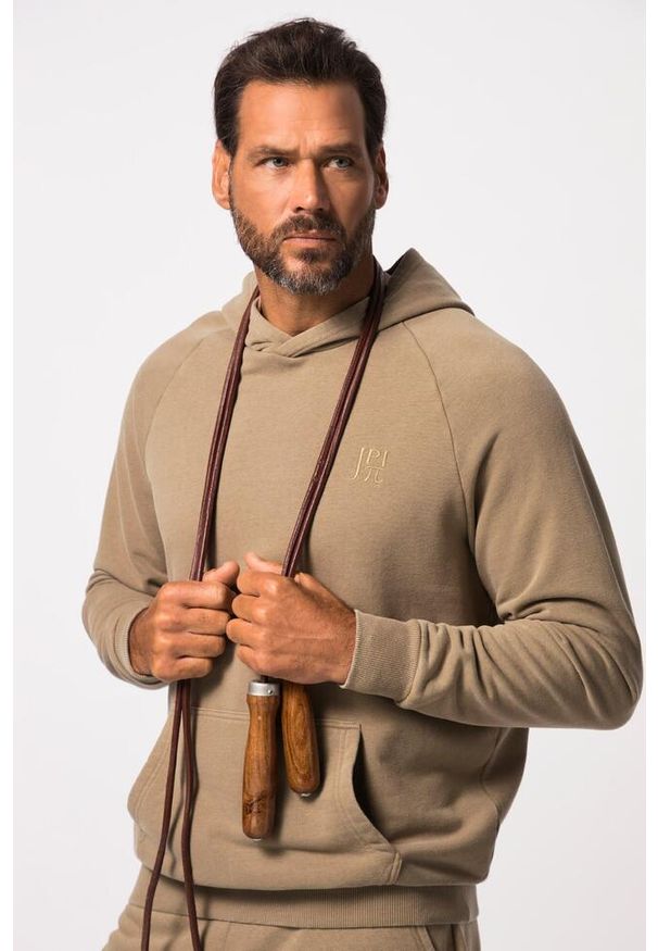 JAY-PI - Męska Bluza z kapturem fitness dzianina dresowa kaptur. Typ kołnierza: kaptur. Kolekcja: plus size. Kolor: brązowy, wielokolorowy, beżowy. Materiał: materiał, poliester, bawełna. Długość rękawa: długi rękaw. Długość: długie. Sport: fitness