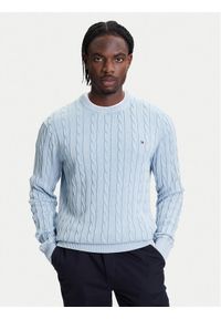 TOMMY HILFIGER - Tommy Hilfiger Sweter Classic MW0MW39524 Błękitny Regular Fit. Kolor: niebieski. Materiał: bawełna