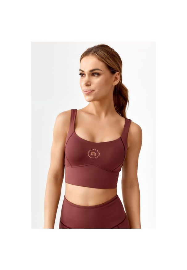 ROUGH RADICAL - Stanik top sportowy treningowy szybkoschnący Rough Radical Sports Bra Hamptons. Kolor: brązowy, wielokolorowy, czerwony