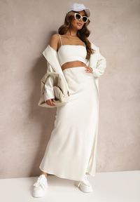 Renee - Jasnobeżowa Satynowa Spódnica Maxi High Waist Formia. Stan: podwyższony. Kolor: beżowy. Materiał: satyna