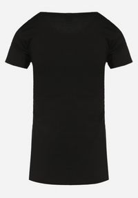 Born2be - Czarny Bawełniany T-shirt z Ozdobnym Napisem i Cekinami Oriella. Okazja: do pracy. Kolor: czarny. Materiał: bawełna. Wzór: napisy