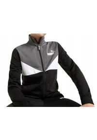 Dres komplet dresowy dziecięcy dla chłopca Puma Colorblock. Okazja: na uczelnię. Kolor: czarny. Materiał: dresówka. Styl: sportowy