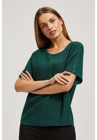 MOODO - Sweter oversize z metaliczną nitką szmaragdowy. Kolor: zielony. Materiał: akryl