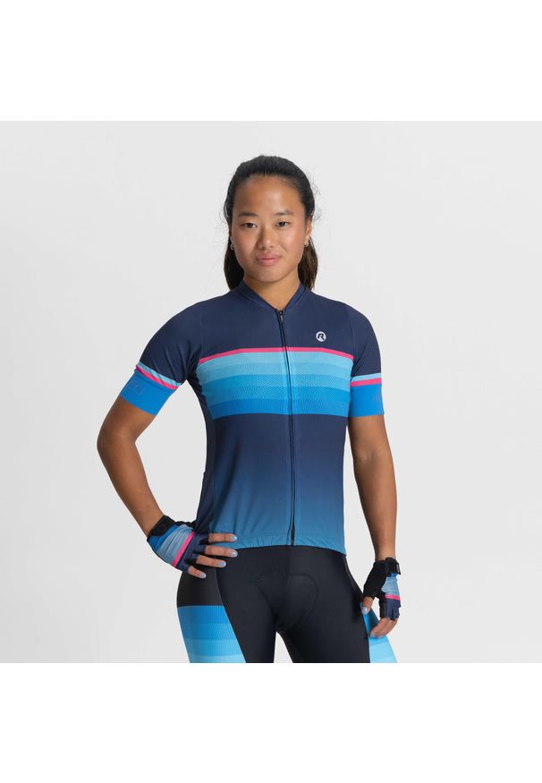 ROGELLI - Koszulka rowerowa damska Rogelli Impress II. Kolor: wielokolorowy, różowy, niebieski