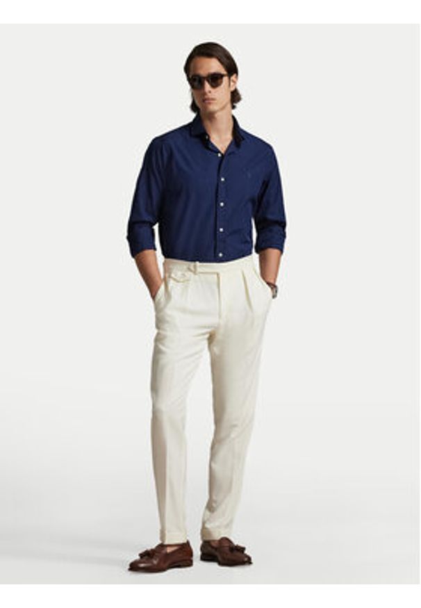 Polo Ralph Lauren Koszula 710P01396003 Granatowy Custom Fit. Typ kołnierza: polo. Kolor: niebieski. Materiał: bawełna