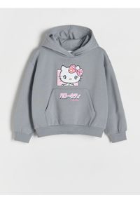 Reserved - Bluza Hello Kitty - ciemnoszary. Kolor: szary. Materiał: bawełna, dzianina. Wzór: motyw z bajki #1
