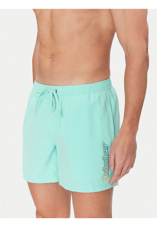 Quiksilver Szorty kąpielowe Spl Fineline Volley 15 EQYJV04141 Turkusowy Regular Fit. Kolor: turkusowy. Materiał: syntetyk