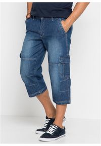 bonprix - Dżinsy bojówki 3/4 regular fit z prostymi nogawkami. Kolor: niebieski #1