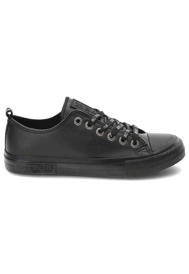 Big-Star - Czarne Trampki Big Star Modne Buty Damskie. Zapięcie: sznurówki. Kolor: czarny. Materiał: skóra ekologiczna, materiał. Szerokość cholewki: normalna. Wzór: napisy