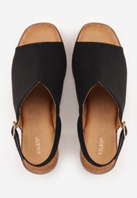 Born2be - Czarne Sandały VICES na Obcasie i Platformie z Imitacji Drewna Ilda. Okazja: na spacer, na co dzień, do pracy. Zapięcie: pasek. Kolor: czarny. Obcas: na obcasie. Styl: casual, klasyczny. Wysokość obcasa: średni #2