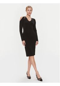 Karl Lagerfeld - KARL LAGERFELD Sukienka koktajlowa 240W1331 Czarny Regular Fit. Typ kołnierza: dekolt w karo. Kolor: czarny. Materiał: wiskoza. Styl: wizytowy #4