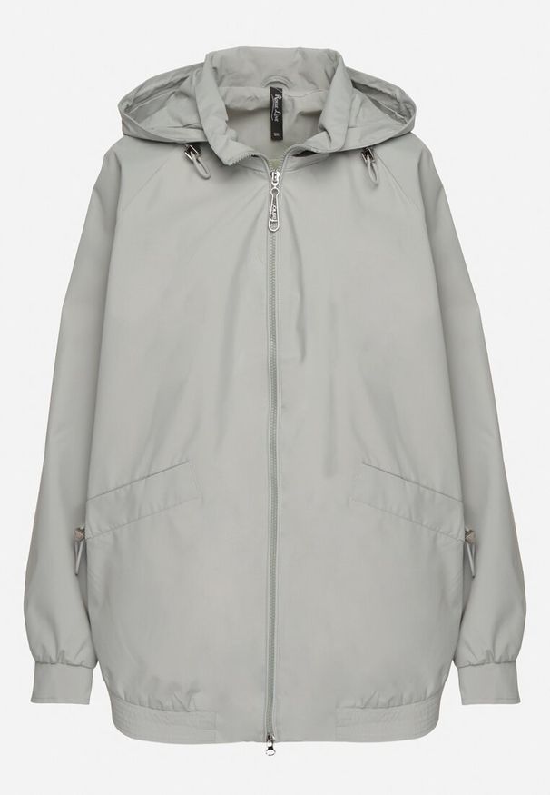 Born2be - Jasnozielona Kurtka Parka o Pudełkowym Kroju ze Ściągaczem w Talii i Kapturem Sesoliena. Okazja: na co dzień, na spacer. Kolor: zielony. Materiał: jeans. Długość rękawa: długi rękaw. Długość: długie. Styl: elegancki, casual