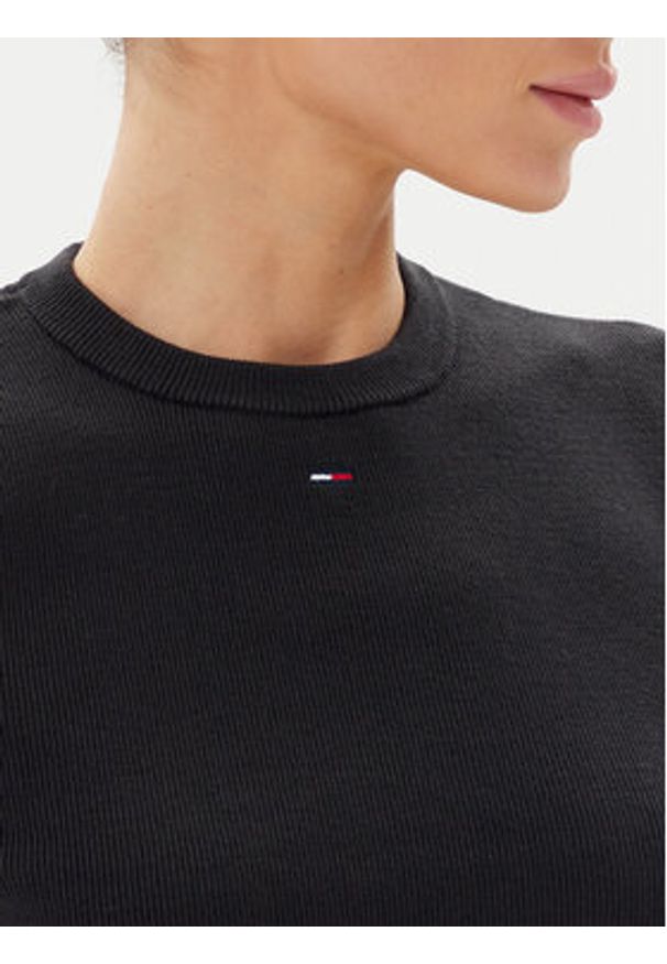 Tommy Jeans Sweter Essential DW0DW19336 Czarny Regular Fit. Kolor: czarny. Materiał: bawełna