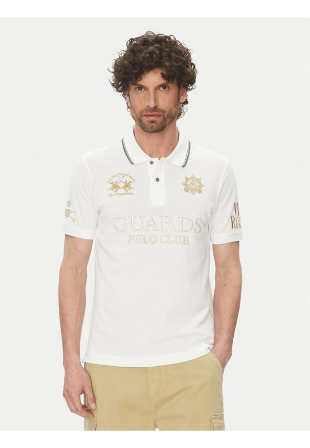 La Martina Polo Achille MAPG30 PK097 Biały Regular Fit. Typ kołnierza: polo. Kolor: biały. Materiał: bawełna