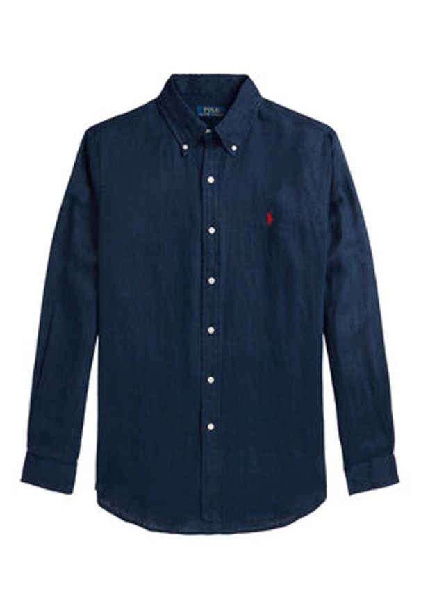Polo Ralph Lauren Koszula 710968915007 Granatowy Slim Fit. Typ kołnierza: polo. Kolor: niebieski. Materiał: len