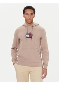 TOMMY HILFIGER - Tommy Hilfiger Bluza Linear Flag MW0MW41332 Beżowy Regular Fit. Kolor: beżowy. Materiał: bawełna