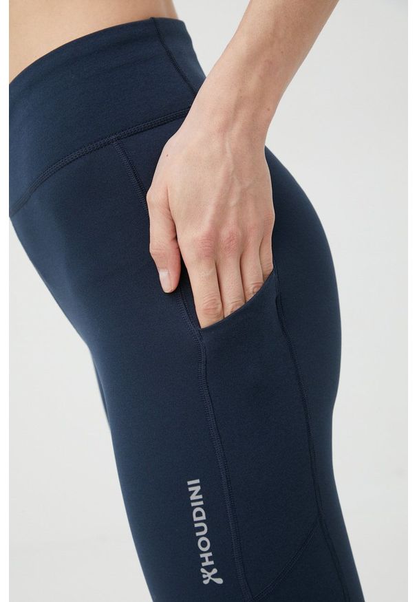 Houdini legginsy sportowe Adventure damskie kolor granatowy gładkie. Kolor: niebieski. Materiał: skóra, dzianina, materiał. Wzór: gładki. Styl: sportowy