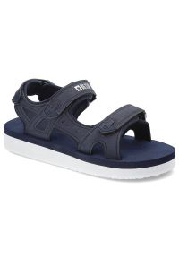 Big-Star - Granatowe Sandały Big Star Lekkie Buty Na Lato. Okazja: na co dzień, na spacer. Zapięcie: rzepy. Kolor: niebieski. Wzór: paski. Sezon: lato. Styl: casual, sportowy, wakacyjny