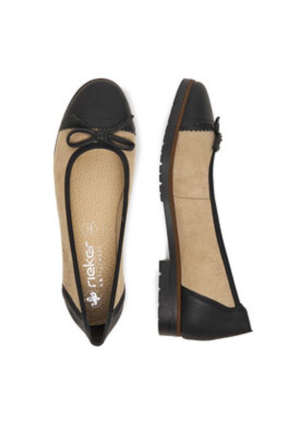 Rieker Baleriny 45358-60 Beżowy. Kolor: beżowy. Materiał: materiał