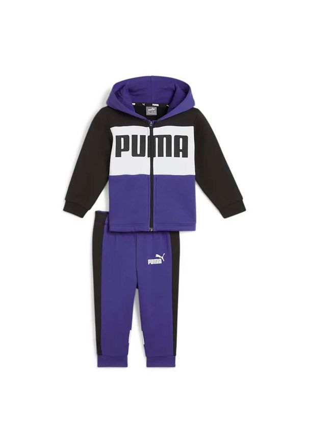 Dresy Joggerowe Puma Minicats Colorblock Fl Dzieci. Okazja: na co dzień, na uczelnię. Kolor: niebieski, wielokolorowy, fioletowy. Materiał: dresówka. Styl: casual