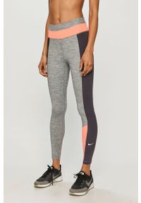 Nike - Legginsy. Kolor: szary. Materiał: dzianina, skóra, elastan, tkanina, poliester, włókno #1