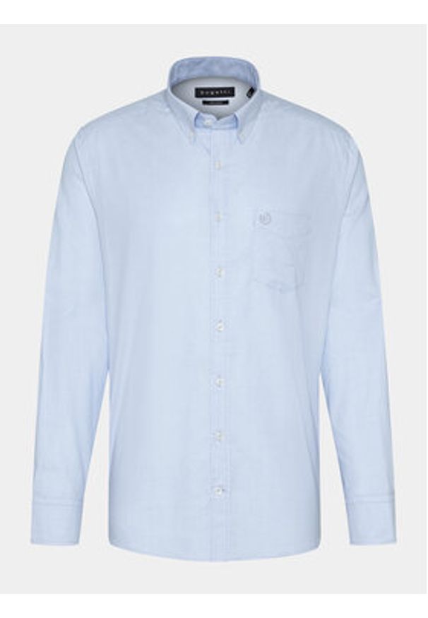 Bugatti Koszula 9350 98800 Błękitny Slim Fit. Kolor: niebieski. Materiał: bawełna