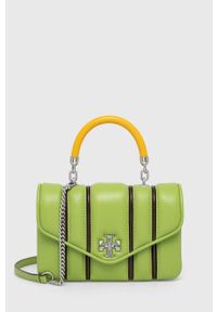 Tory Burch torebka skórzana kolor zielony. Kolor: zielony. Materiał: skórzane. Rodzaj torebki: na ramię #1